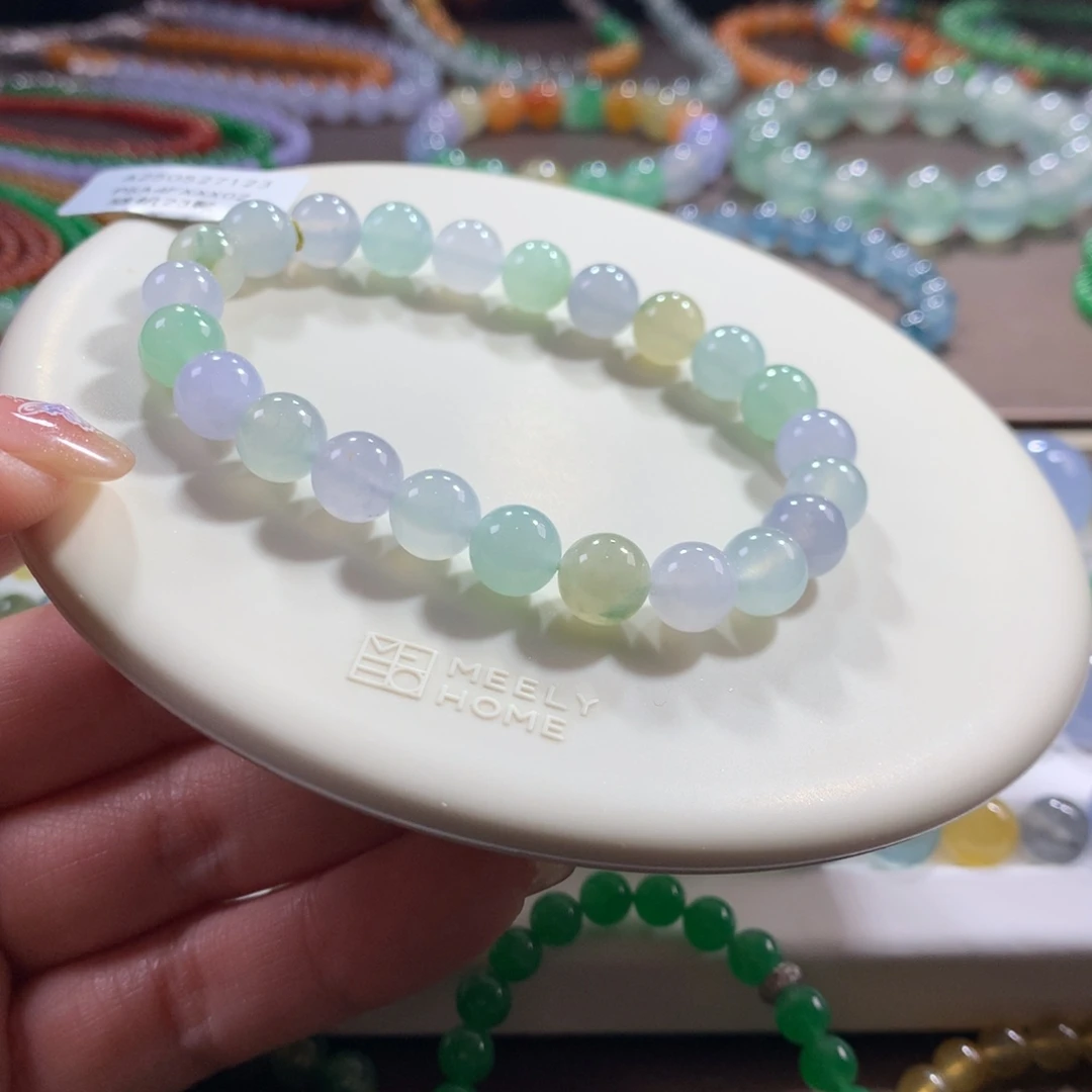 翡翠未镶嵌手链胶润幻彩卡8