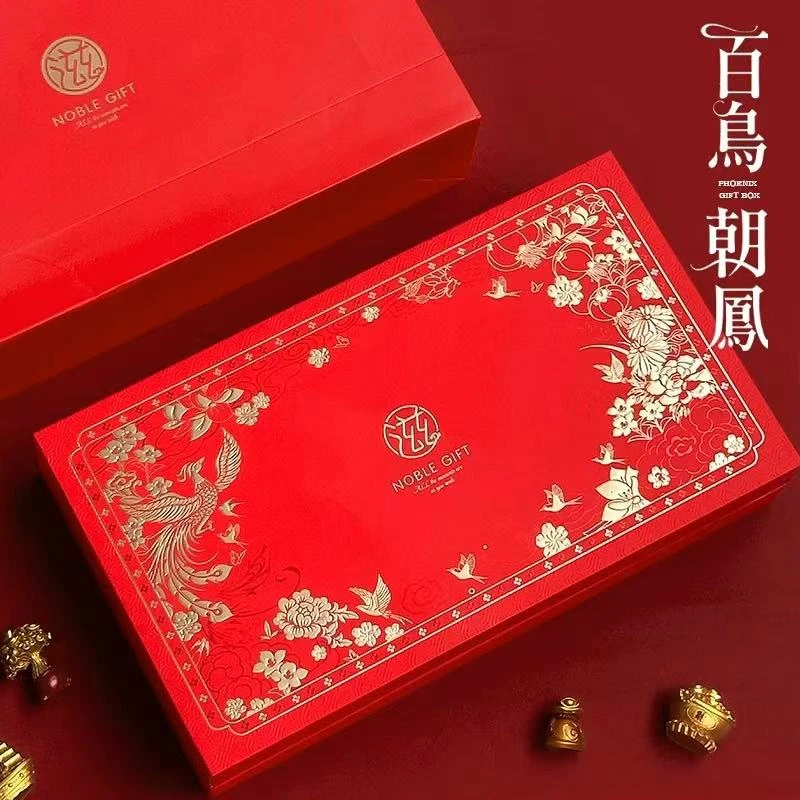 春节灵芝滋补礼盒百鸟朝凤高端大气