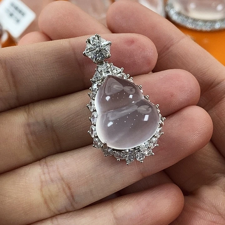 石英质玉银S925镶嵌颈饰