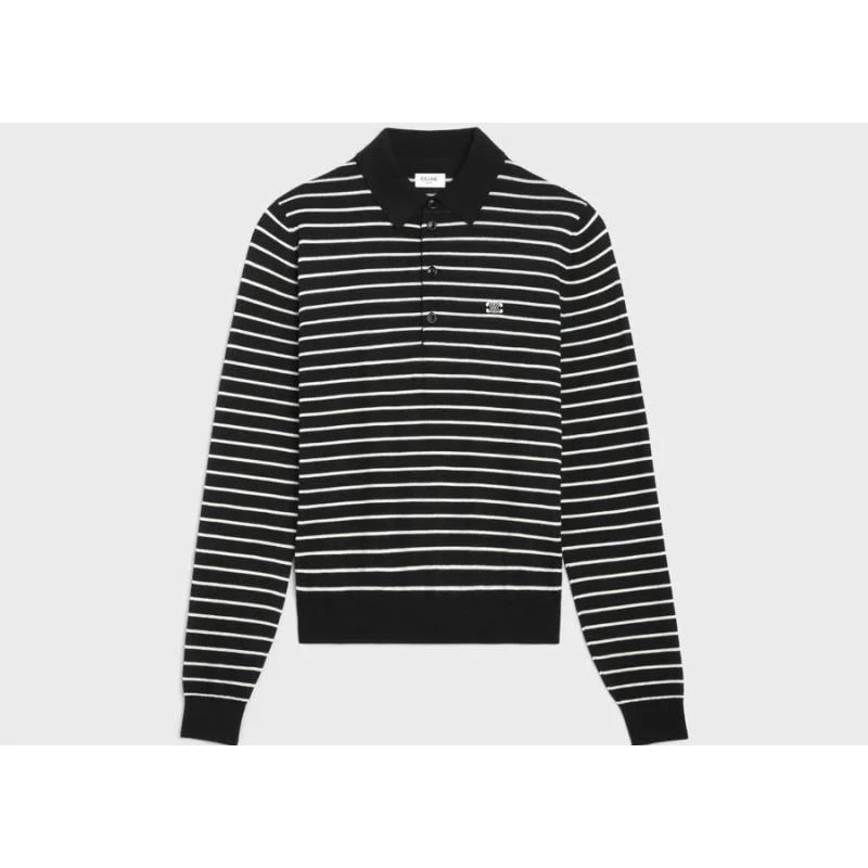Leosoxs条纹polo翻领针织打底衫1019