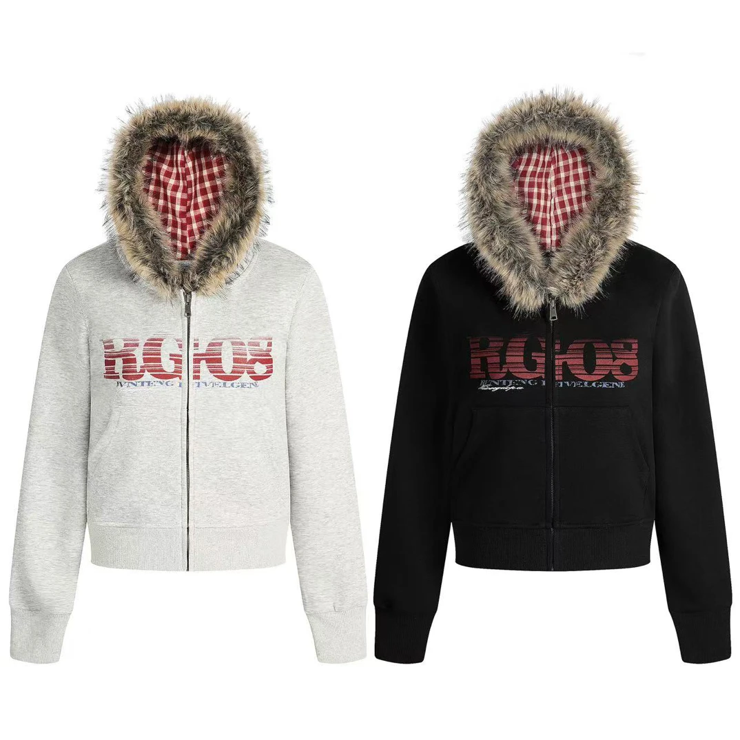 连帽复古字母卫衣