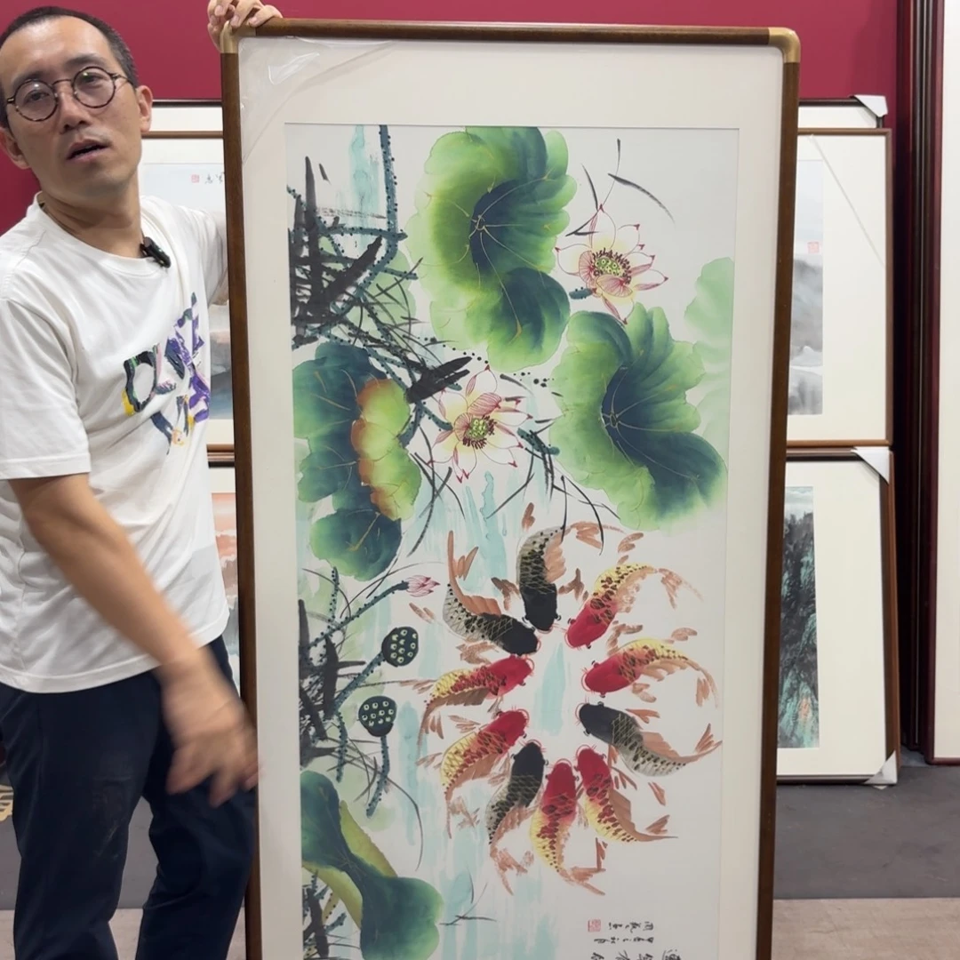 国画带框绘画160/80尺寸微瑕