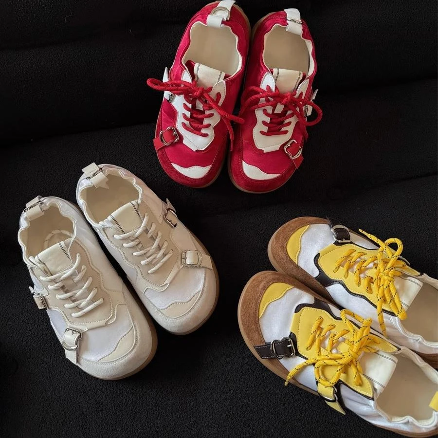 赵昭仪同款~厚底内增高复古红色阿甘鞋圆头休闲鞋女德训鞋运动鞋