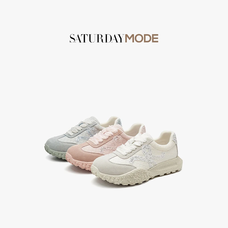 SATURDAYMODE运动鞋女鞋复古丝带运动鞋休闲板鞋MDD1112E02