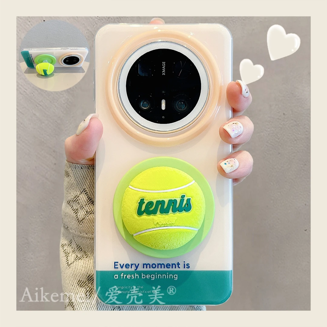 适用华为mate70pro+手机壳撞色立体仿真mate60pro+网球磁吸支架女