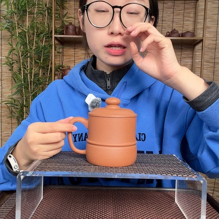 茶壶紫砂原矿老黄段线圆办公杯没礼盒微瑕380CC左右