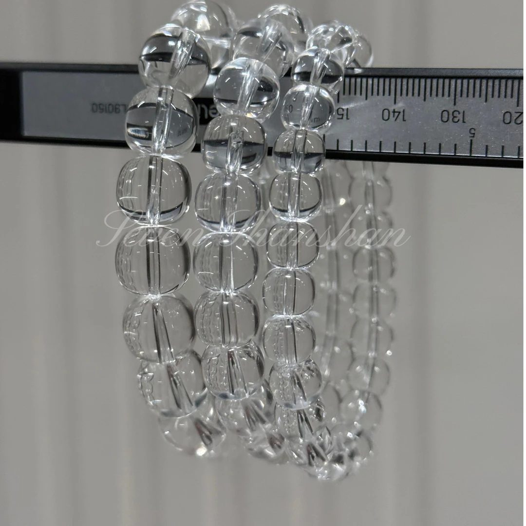 纯天然白水晶双A手串100%老形珠珠纯净体气质新品上等白水晶手串