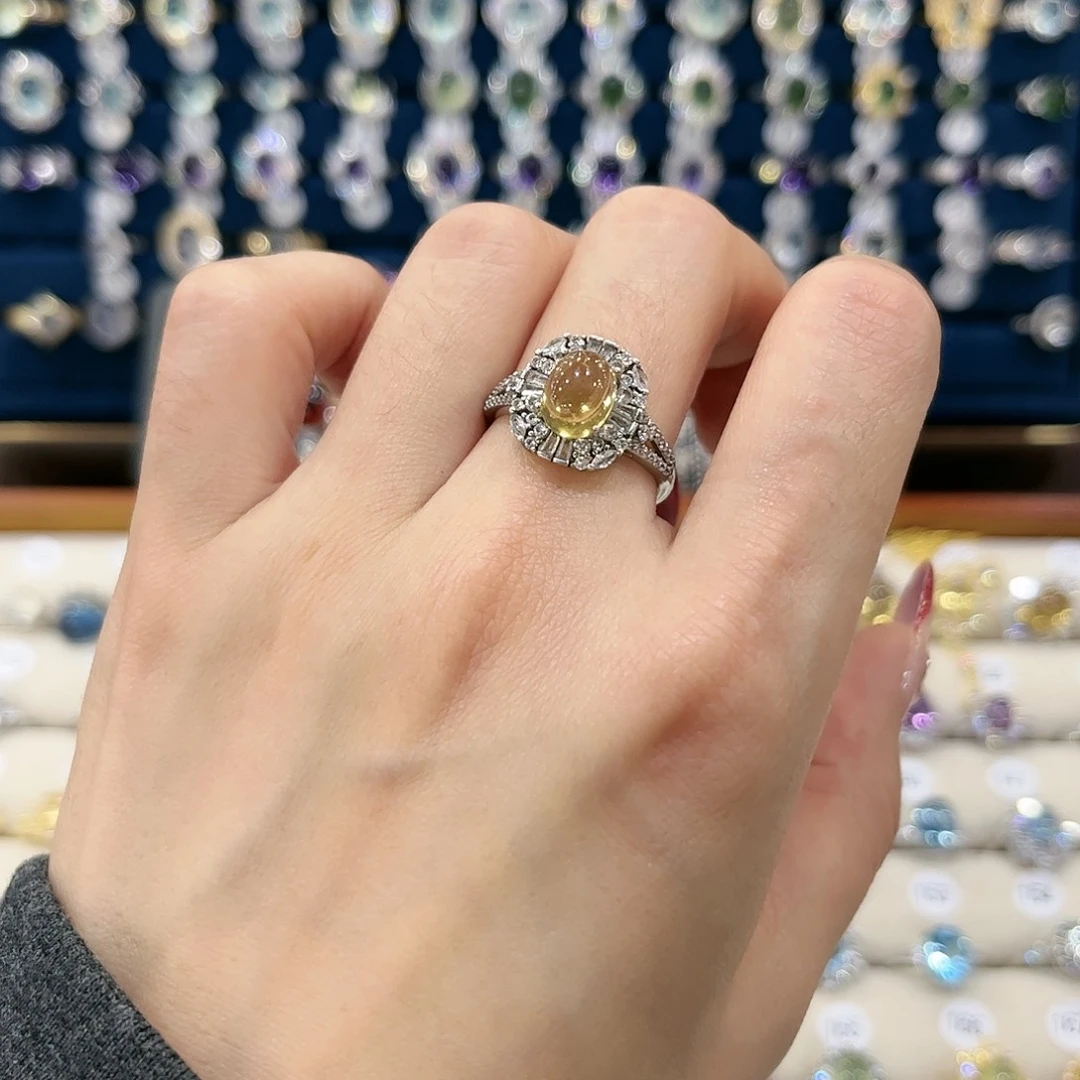 黄晶女款银S925镶嵌戒指