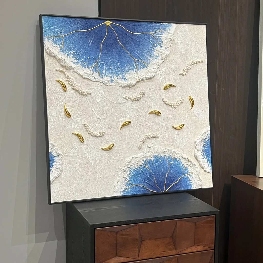 大气手绘油画小金鱼客厅挂画直播福利