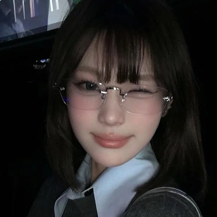 金丝无框眼镜女无边框纯欲防蓝光银色镜框轻