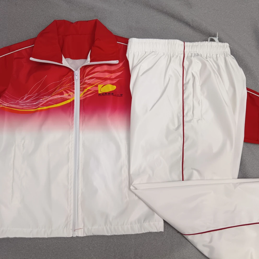 高新第一小学同款春秋新款大红印花春秋运动套装/运动衣/运动裤