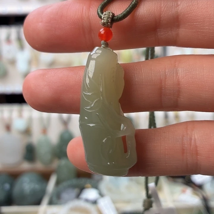 颈饰未镶嵌和田玉天然和田玉竹节挂件