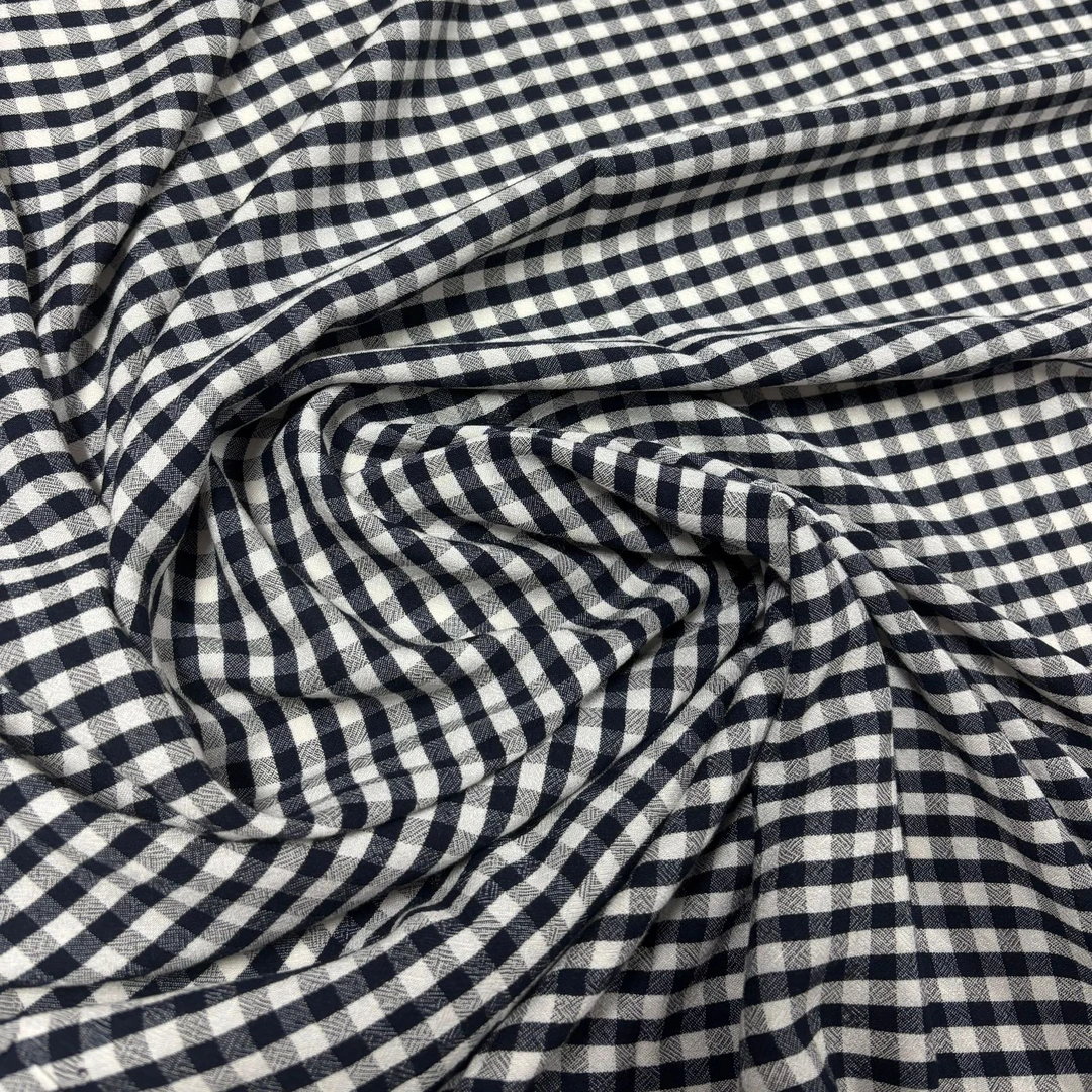 【思凯】蚕丝人棉细皱小格子重磅重垂幅宽1.5米可制作夏季裙子裤子
