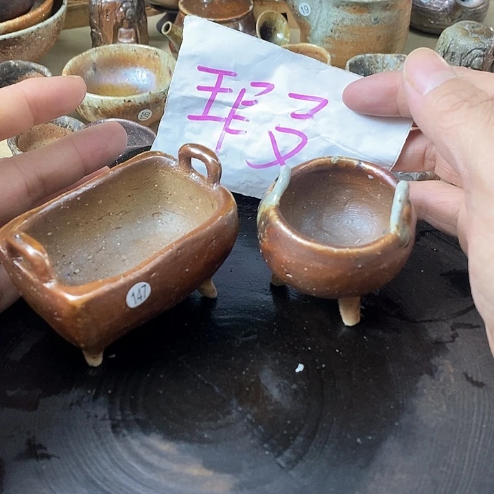 杯手工粗陶、柴烧茶器