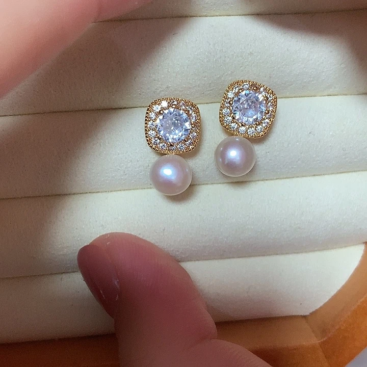 合金淡水珍珠耳饰