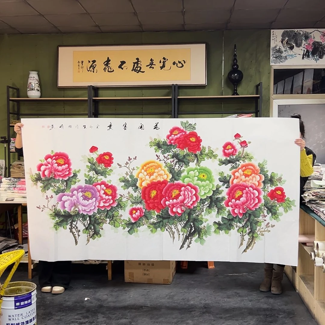 国画583 花鸟在树丛的顶端鸣叫叫声