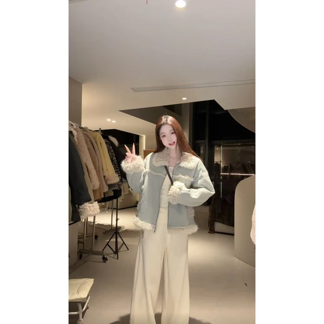 奶呼呼外套女2025冬季新款短款小个子机车服软糯加厚外套Y11