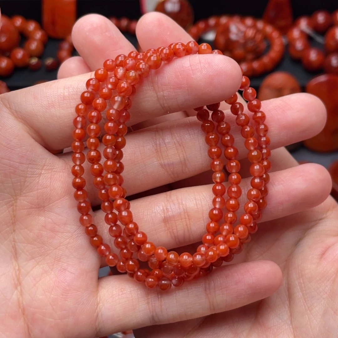 南红玛瑙未镶嵌珠宝奇石多圈4mm