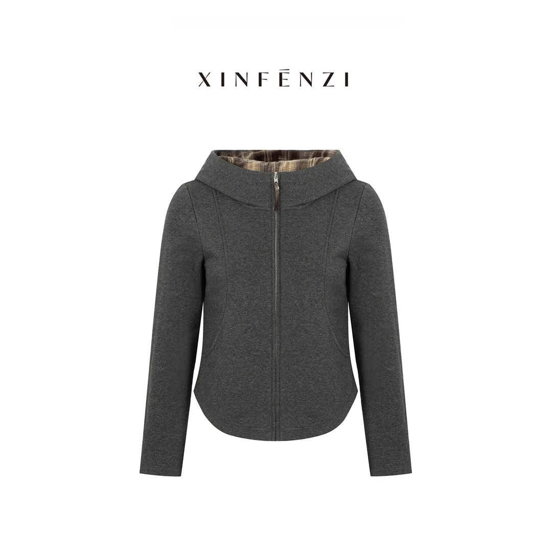 【美妙】XINFENZI 一体绒超显瘦暖绒绒过冬连帽外套 SS36176