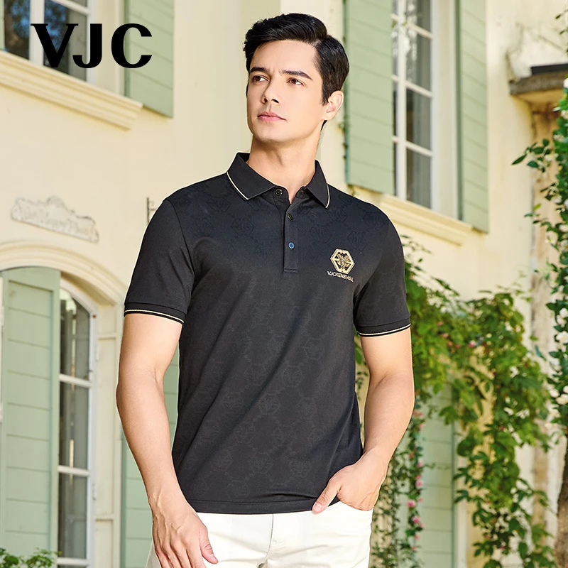 VJC/威杰思2025夏季新款男装时尚通勤Polo衫翻领T恤商务B24BA1068