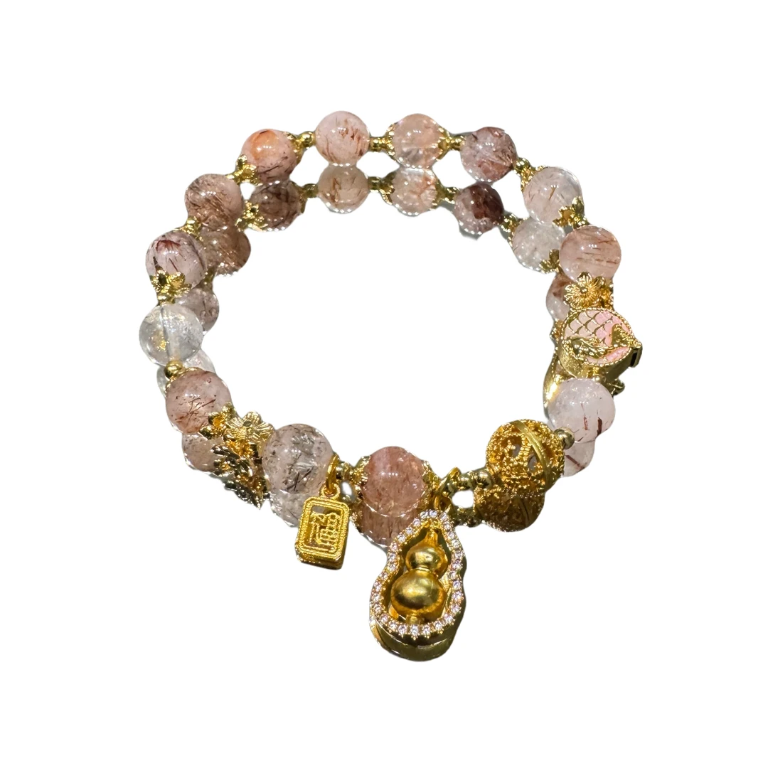 合成金属手链 小北手工轻奢天然粉简约气质彩色单圈手串手链