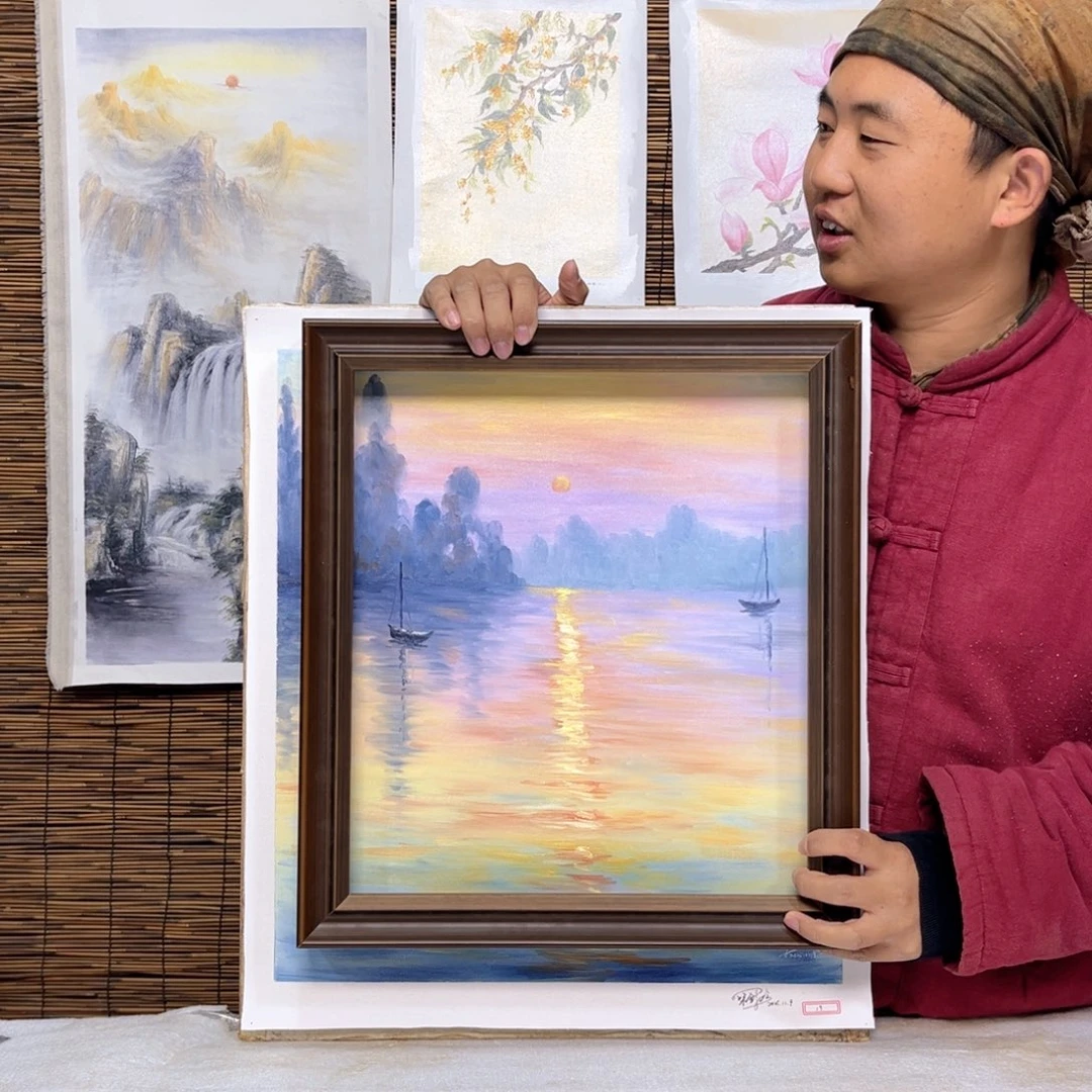 油画行路人小院绘画作品竞拍