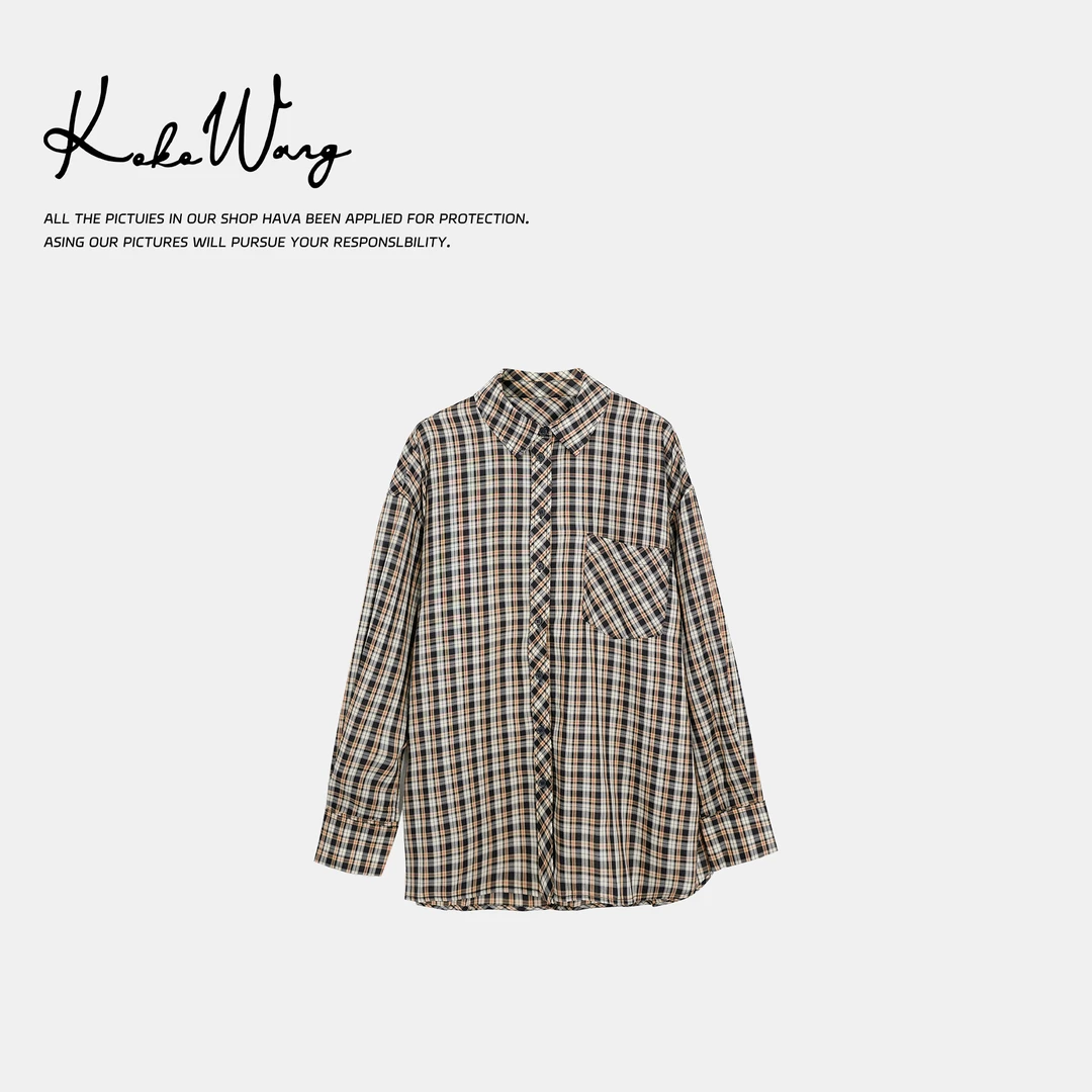 KOKO WANG早春新款衣橱必备立体格纹上衣衬衫460015B10W01