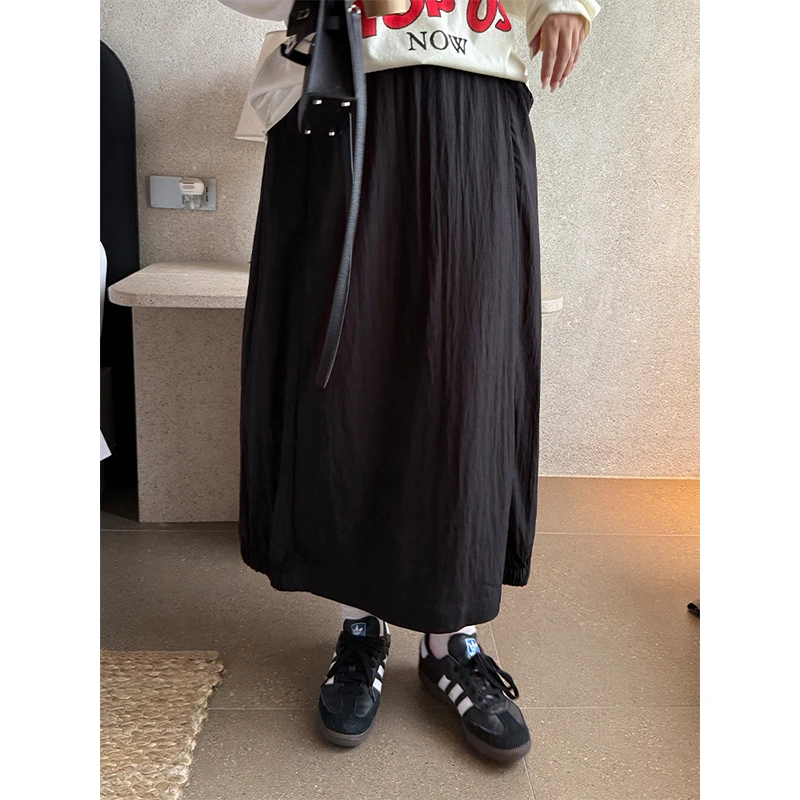 铅笔小鑫大码女装 时髦简约 大码全松紧半身工装长裙