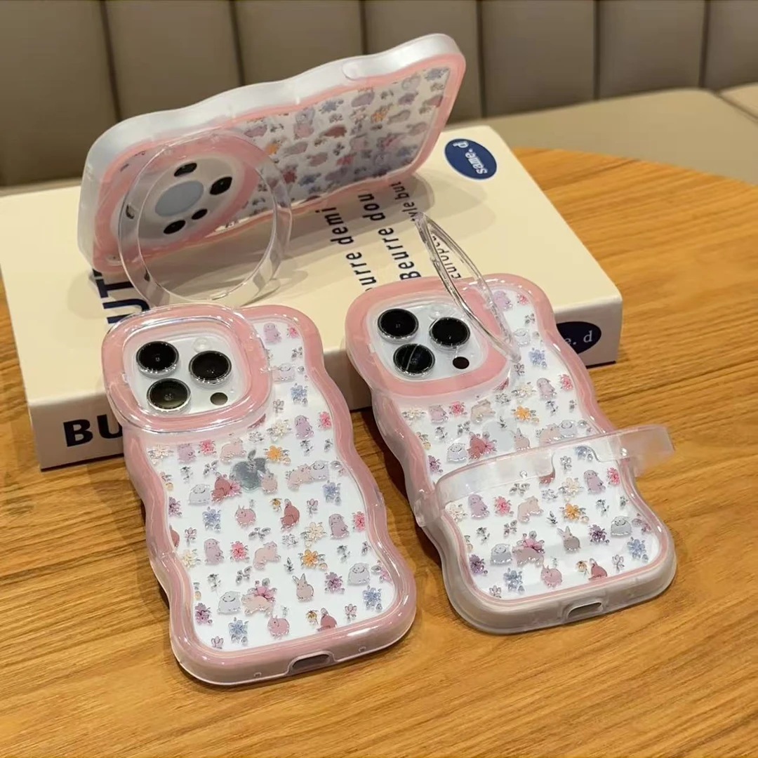 奥菲顿满屏花朵猫兔适用苹果17/16双支架手机壳华为vivoopp小米15