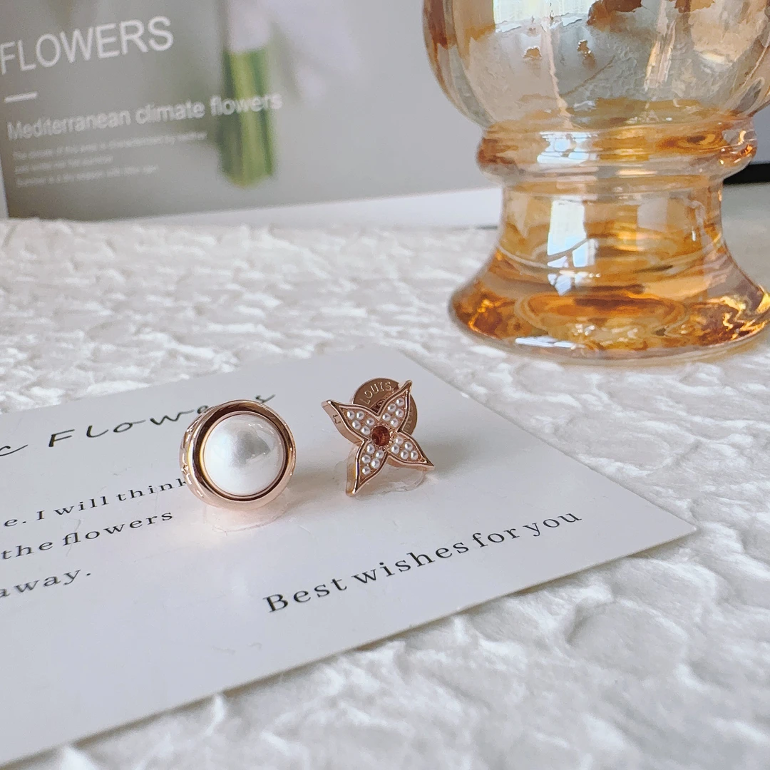 铜合金仿珍珠耳饰 4026 AB款不对称耳钉