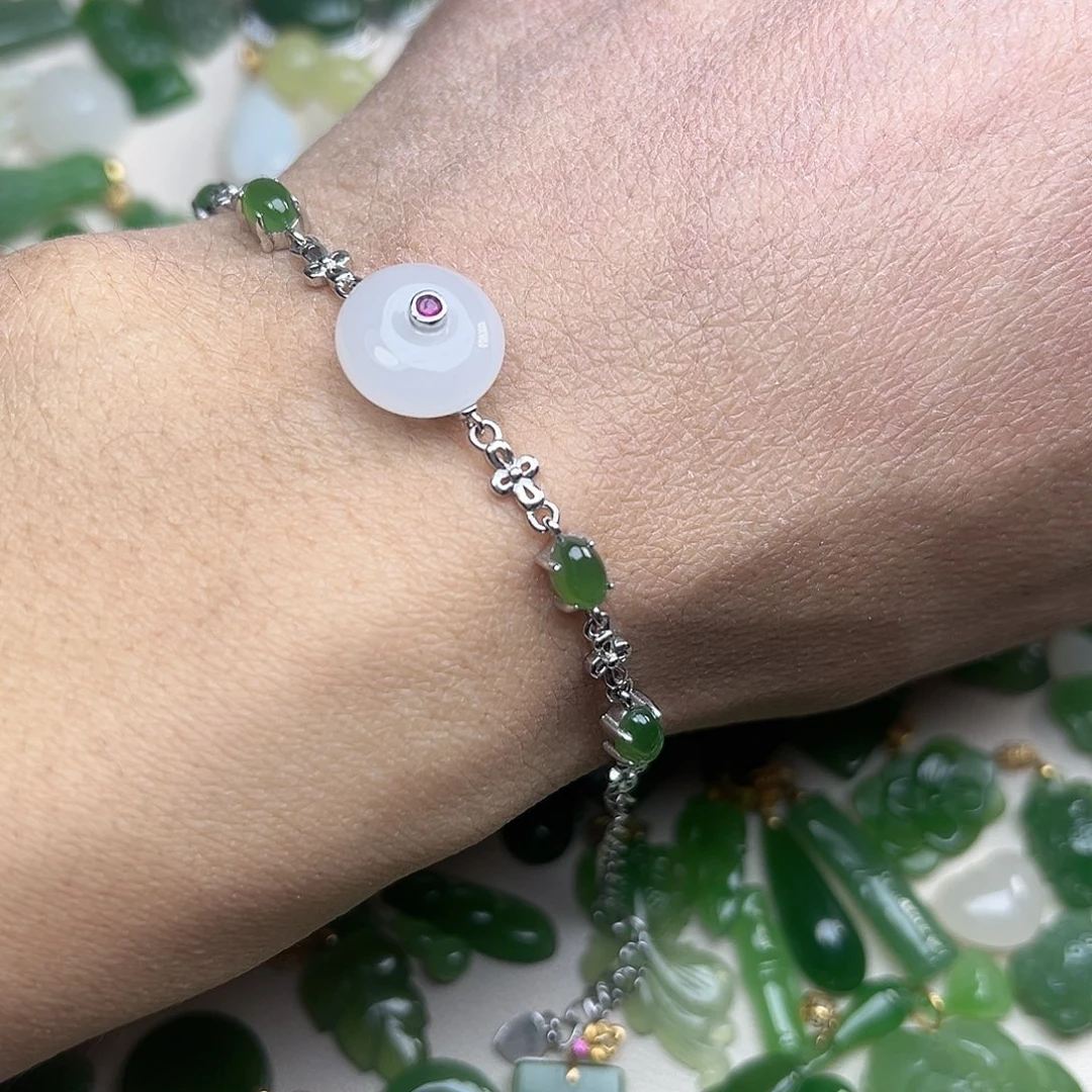 和田玉（碧玉）玉坠银S925镶嵌