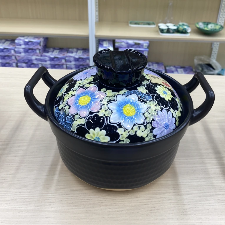 濑户烧 墨韵繁花1.8升砂锅