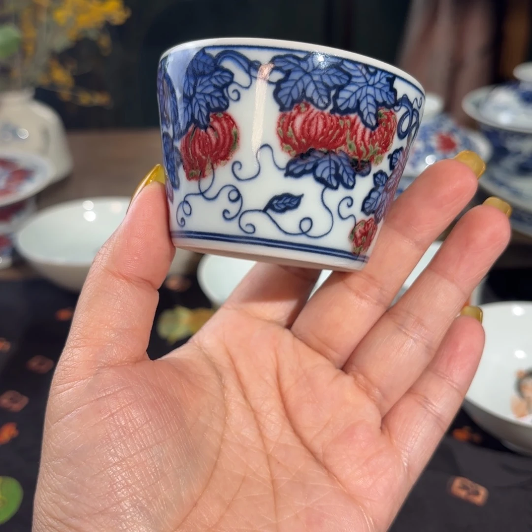 陶青花釉里红西瓜冰桶