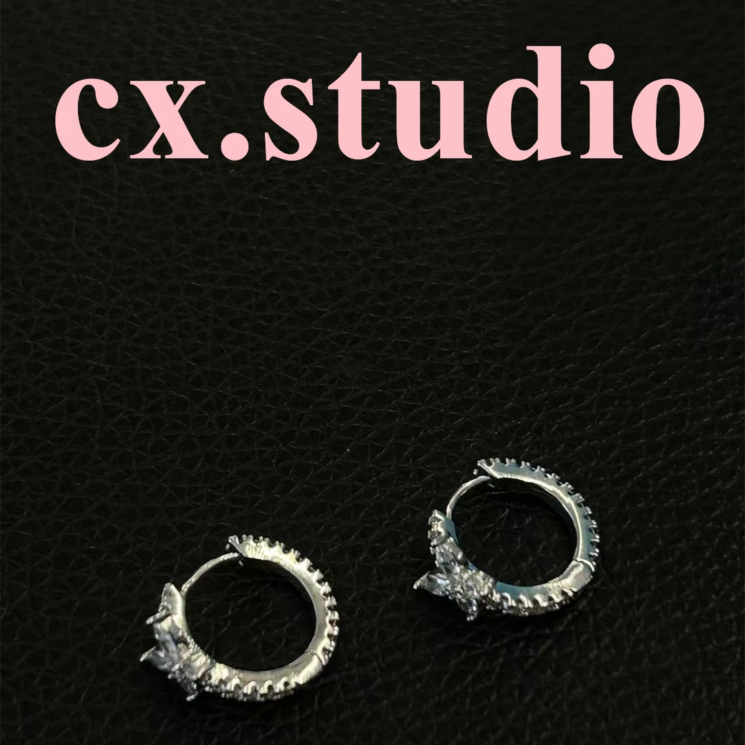 铜合金合成锆石耳饰 蝴蝶满锆小耳扣 6003