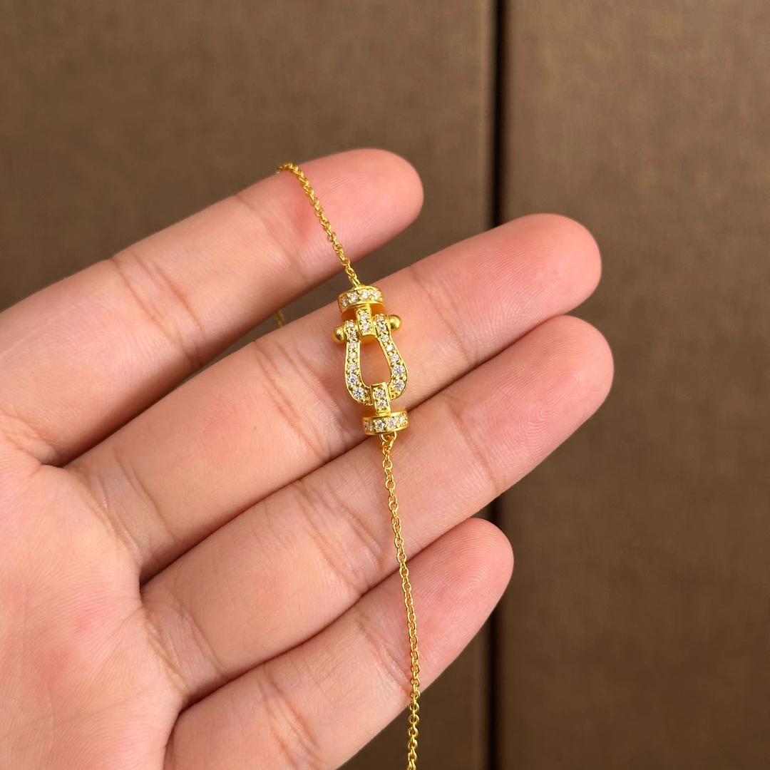足金999马蹄莫桑手链简约