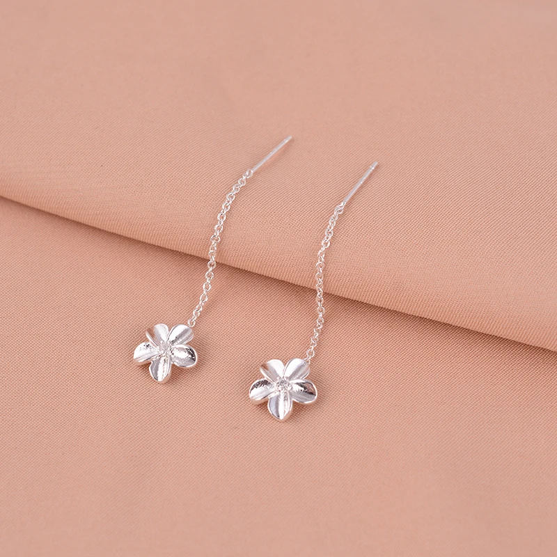 老凤洋和9999银栀子花耳线爆款甜美范百搭耳饰小众