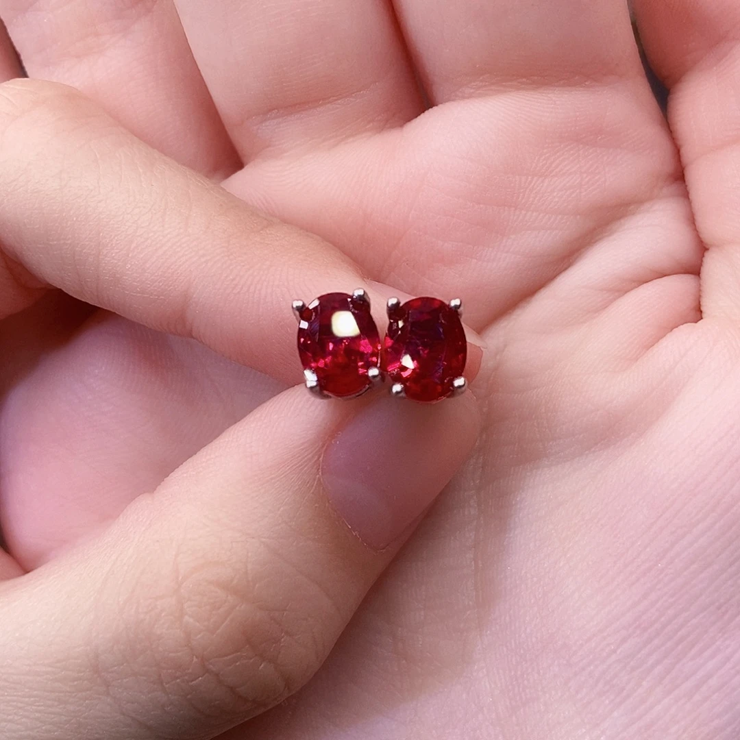 耳饰红宝石银S925镶嵌