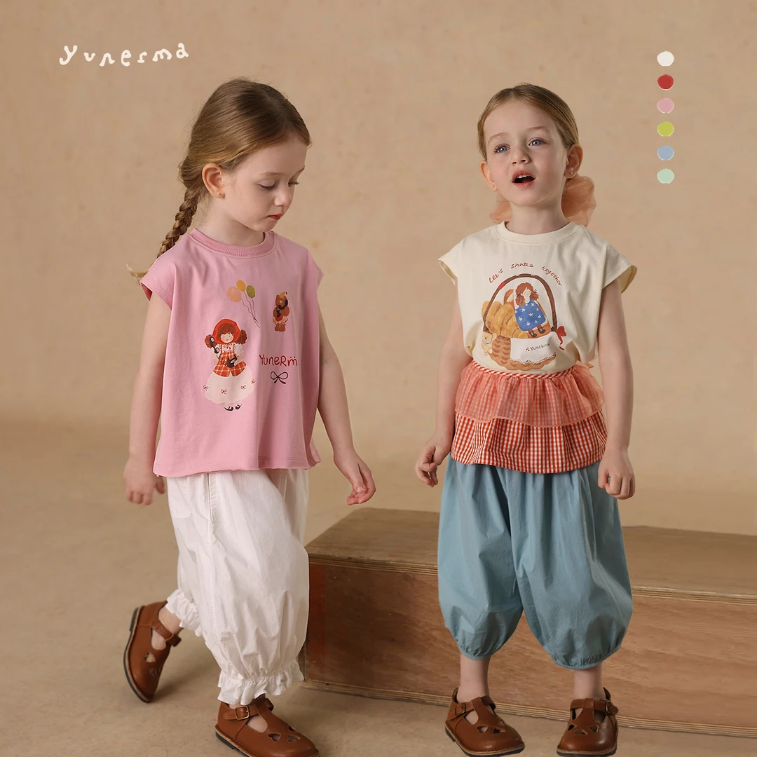 【原创插画师合作款】允儿妈女童夏季韩系卡通背心宝宝短袖T恤潮