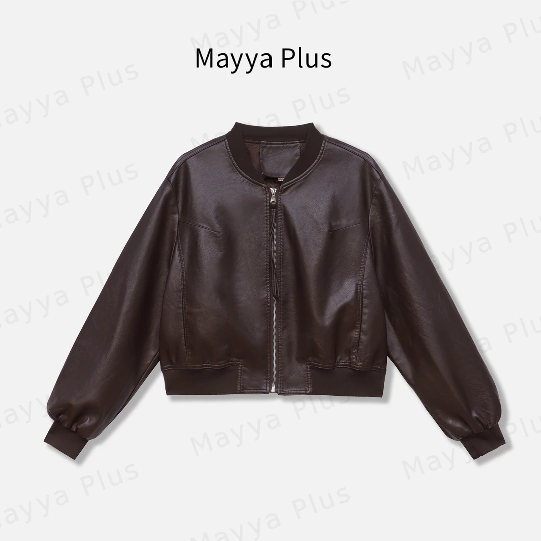 【旷野邮局】Mayya Plus麦芽定制高级感秋季PU皮衣女士外套32536718