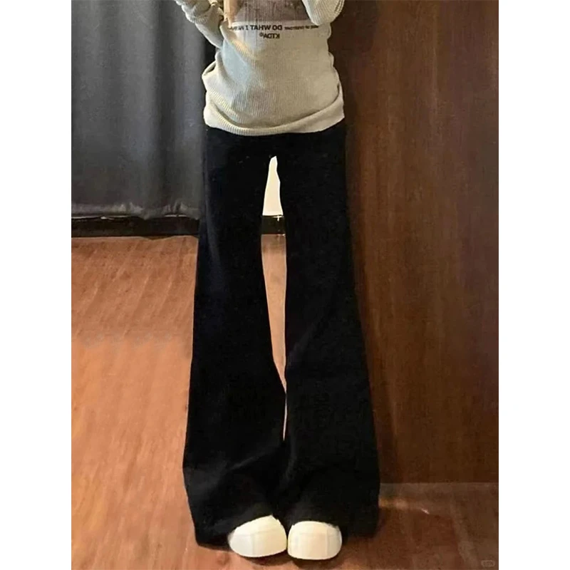 大码胖mm牛仔裤女小个子不贴腿喇叭裤2025新款显瘦黑色直筒微喇裤