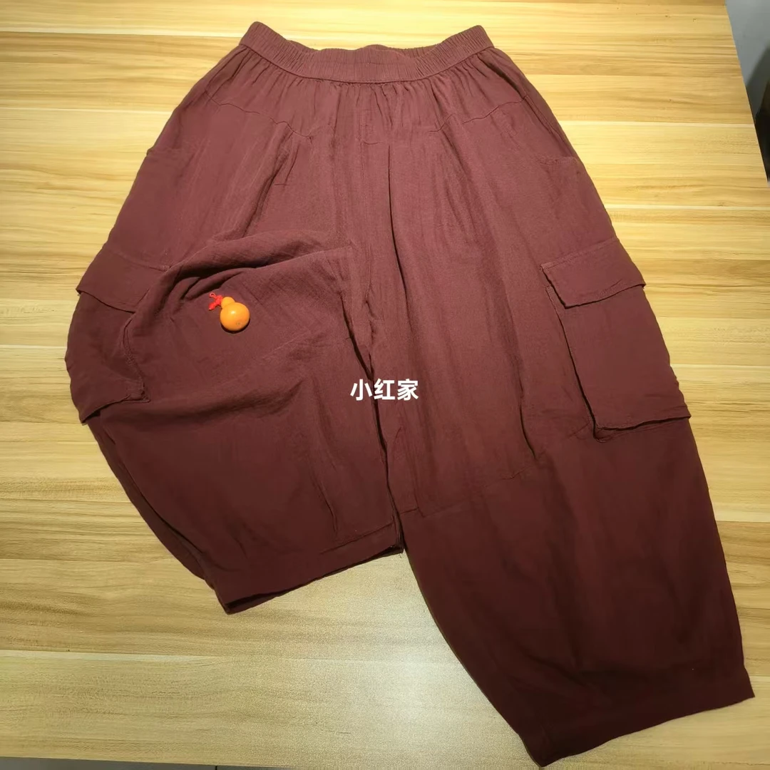 小红家时尚麻料工装裤