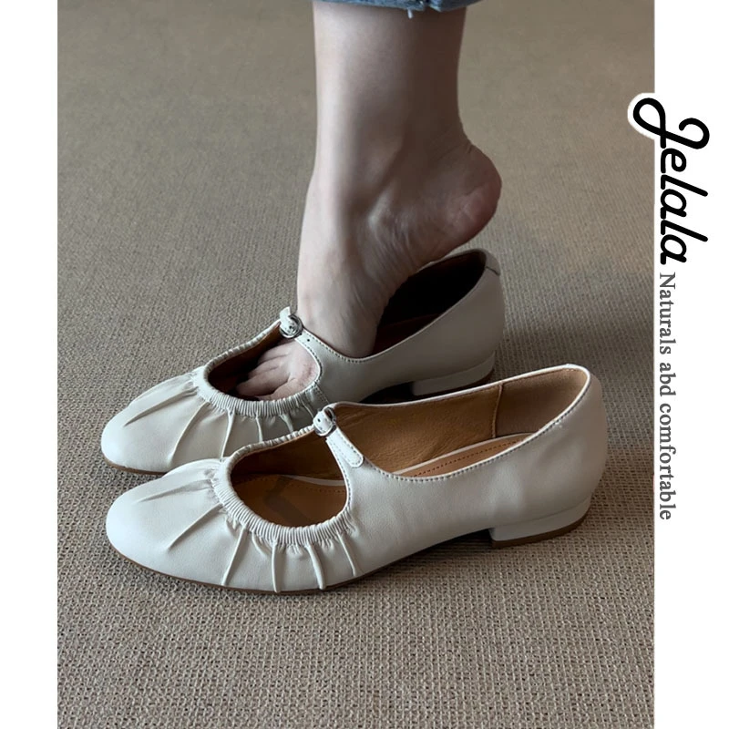 JELALA·浅口单鞋女夏季法式复古百搭软底舒适平底鞋D82