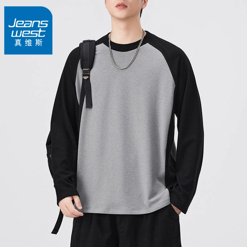真维斯秋季日系复古男士真德绒长袖打底宽松百搭美式轻奢痞帅男装