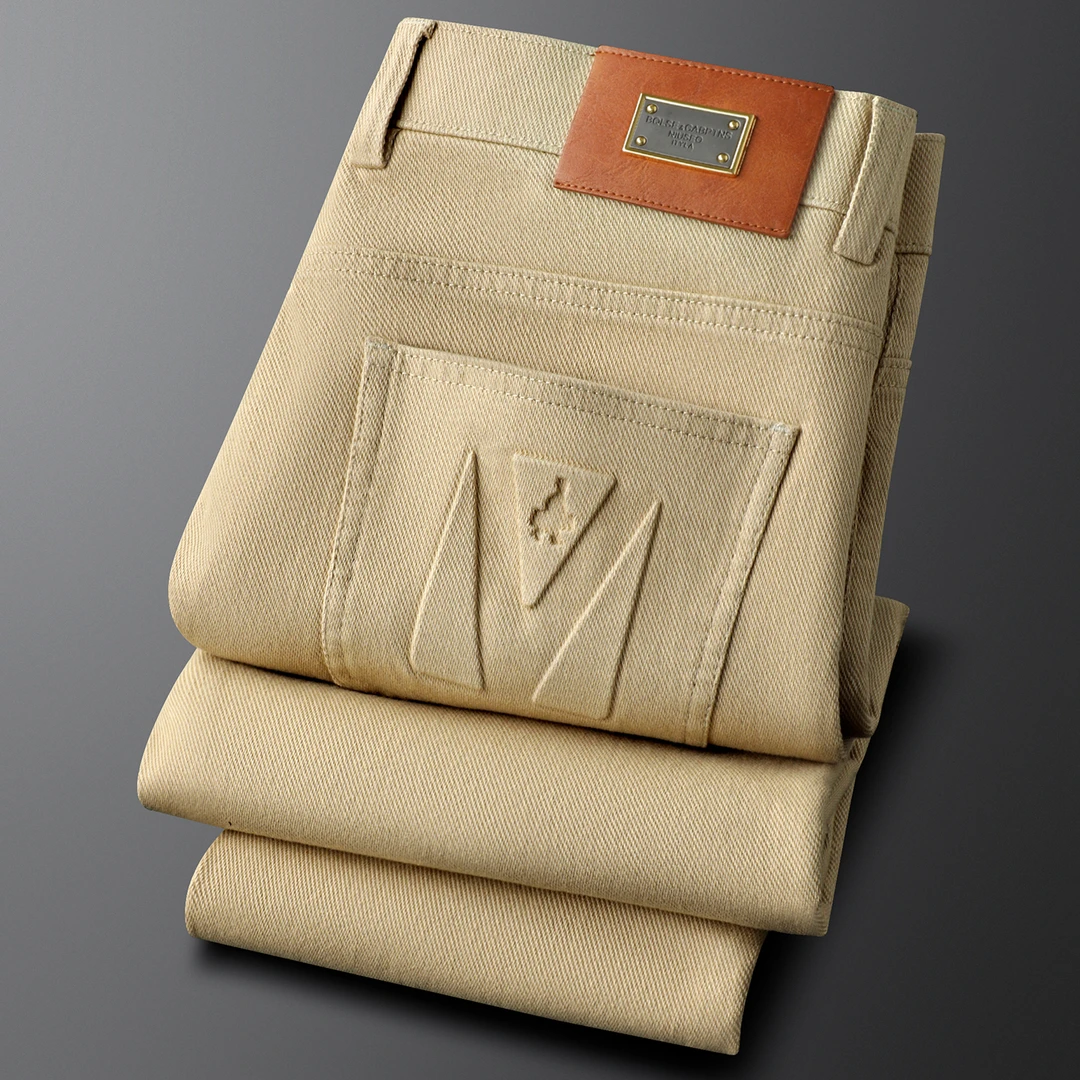 基密雷昂轻奢秋冬欧货潮流男士休闲商务裤后口袋压印弹力小直筒裤