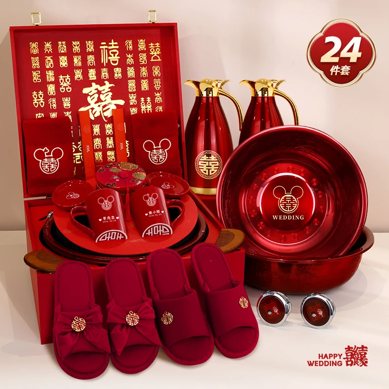 结婚女方陪嫁一整套全套嫁妆镜子必备高档行李箱婚庆喜事用品大全