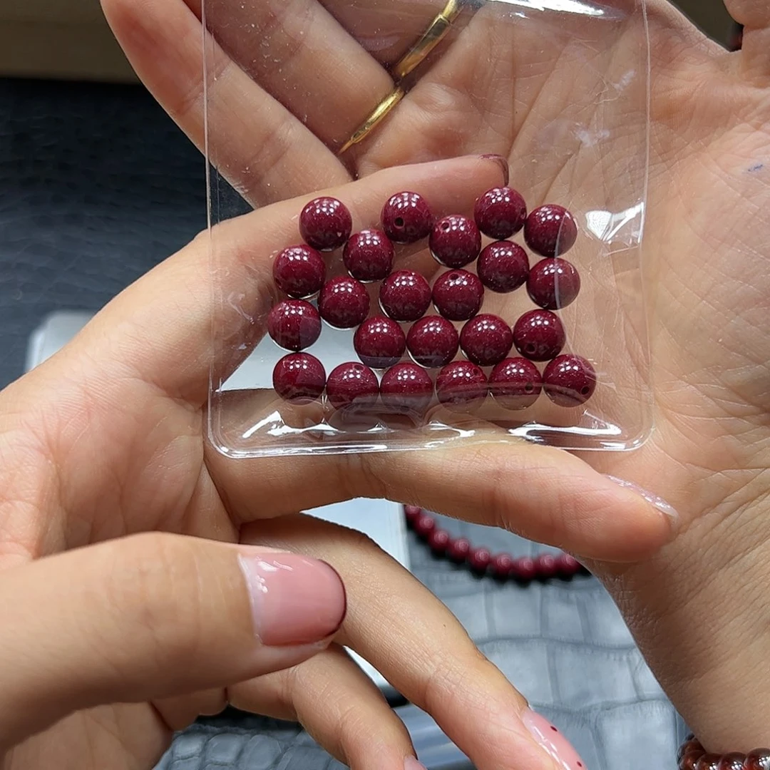 烟晶手链银S925镶嵌朱砂半成品