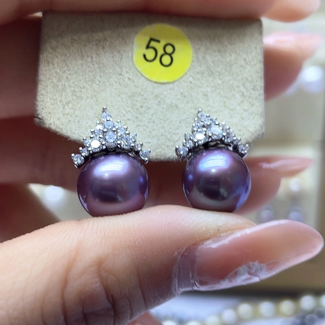 淡水珍珠耳饰银S925镶嵌