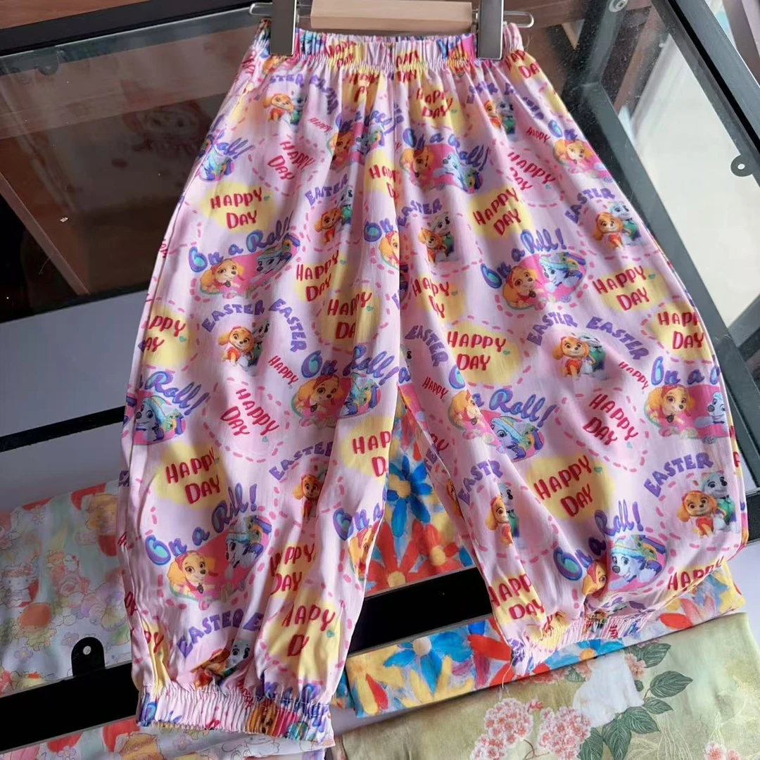 224粉色队长裤子2025新款春夏套装花海儿童裤子