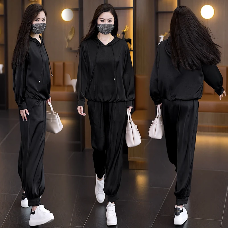 减龄休闲风套装阔腿上衣卫衣时尚套装春秋长袖洋气简约两件套