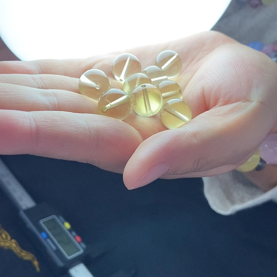 未镶嵌珠宝半成品黄晶12m单珠